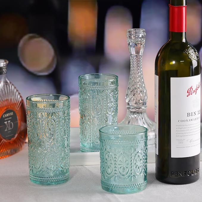 Darlion Vintage Glassware, 10oz Green Glass Cups | Food Grade Glass, Lead-Free - Image 3