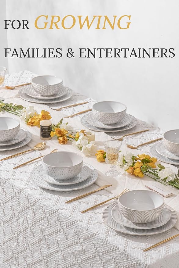 FOBENTA 18 Piece Embossed Dinnerware Sets - Image 4
