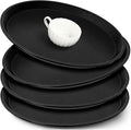 Zopeal 4 Pieces 16" Black Round Restaurant Serving Tray, Plastic Non Slip by Zopeal
