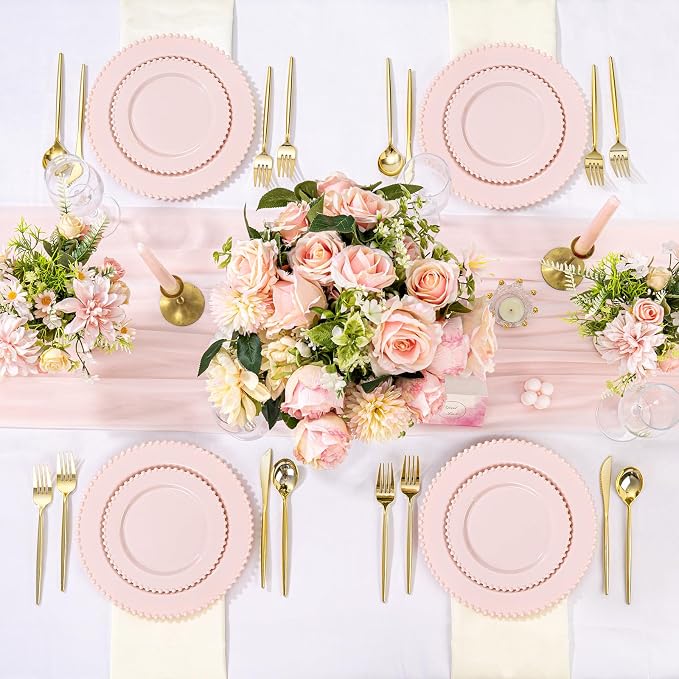 U-QE 60PCS Pink Plastic Plates - Image 6