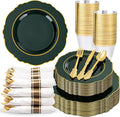 350PCS Green Plastic Plates by Liacere