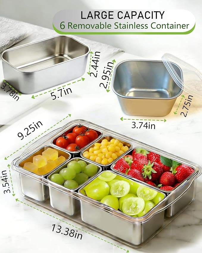 Snackle Box Container, Stainless Steel Divided Serving Tray - Image 6