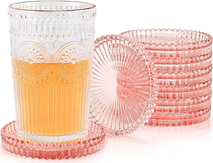 Modern Clear Glass Coasters Set of 8, Cute Coasters Table Mats by GOHDODD