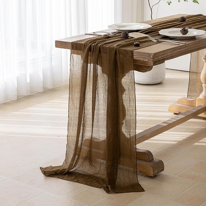 10Pcs Coffee Cheesecloth Table Runner 120 Inches by KEKETOARRANGE
