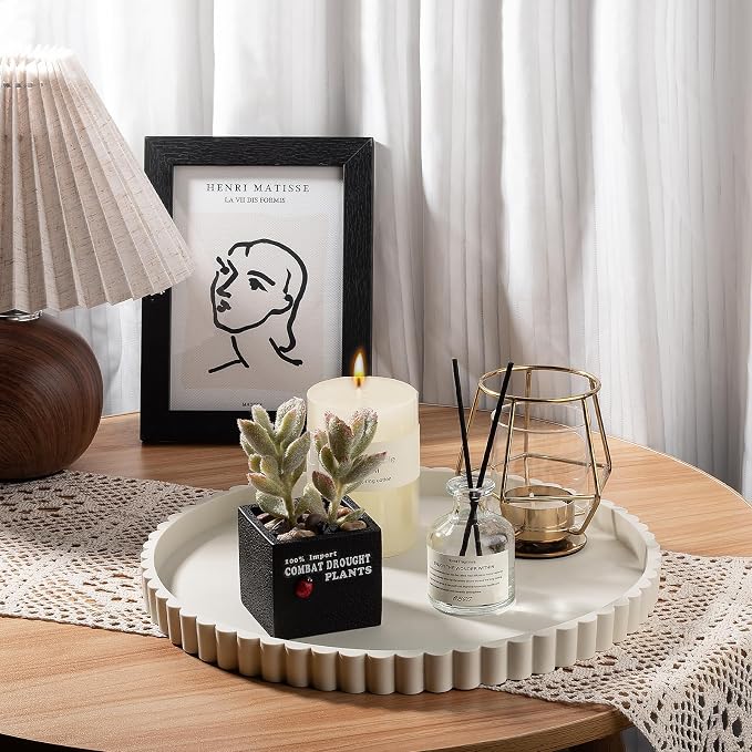 Round Bathroom Tray Perfume Organizer Coffee Table Decor, Heat-Resistant - Image 5