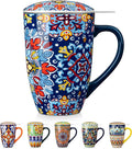 vancasso Ceramic Tea Mug with Infuser and Lid, 18 Ounce Bohemian Loose Leaf Cup by vancasso
