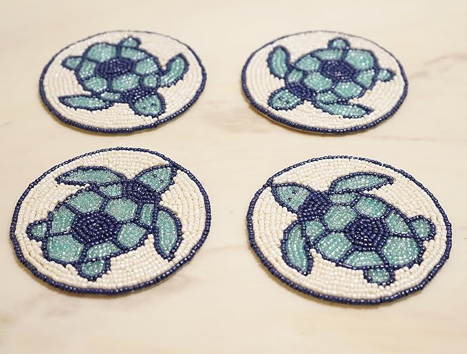 Set of 4 Beaded Farmhouse Coasters - Image 3