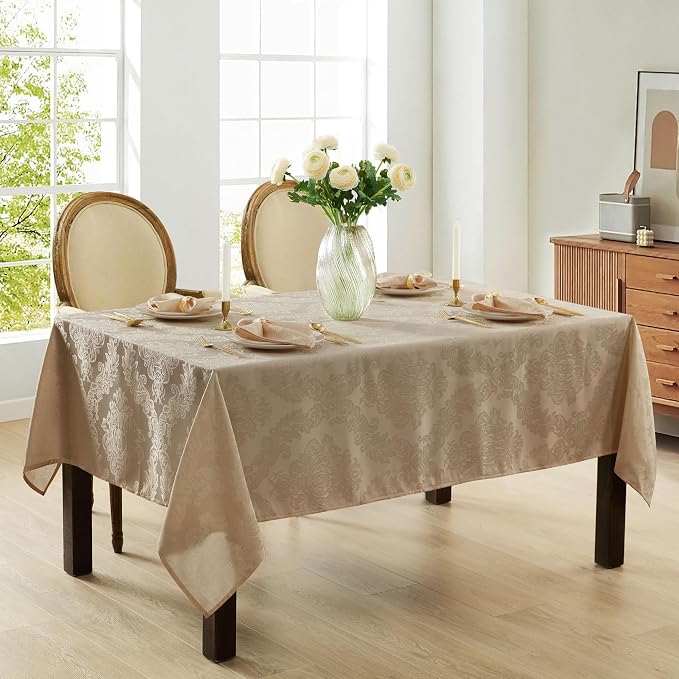 Newbridge Barcelona Luxury Damask Fabric Tablecloth, 60” Wide x 84” Rectangle - Image 6