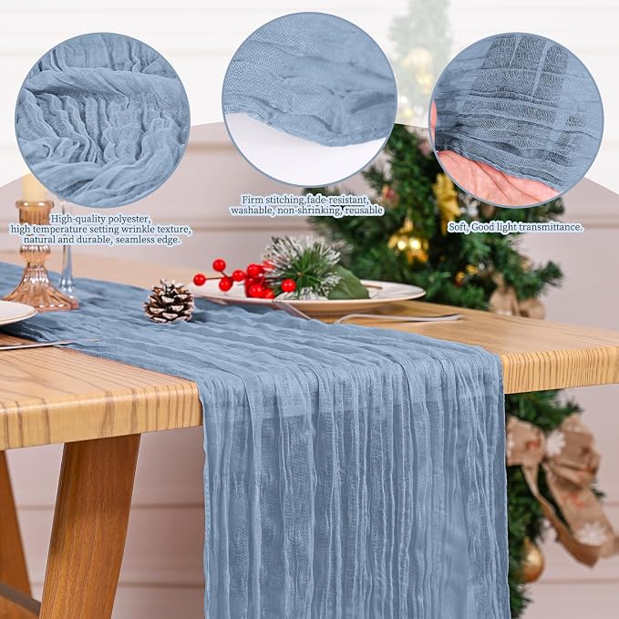 8 Pack Dusty Blue Table Runner 17 x 108inch Cheesecloth Table Runner Boho Gauze - Image 7