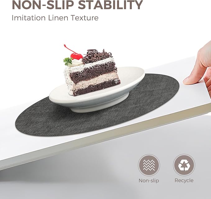 13"Round Placemats Set of 4, Reversible Faux Leather Heat Resistant Table Mats - Image 4