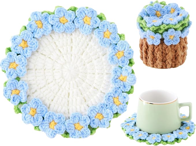 Crochet Flower Coasters, Handmade Bouquet Coasters by VaneOak