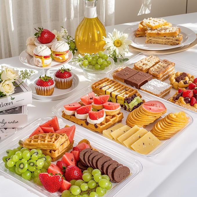 SUT 4-Pack Clear Serving Trays for Entertaining, Reusable Plastic Trays for - Image 3