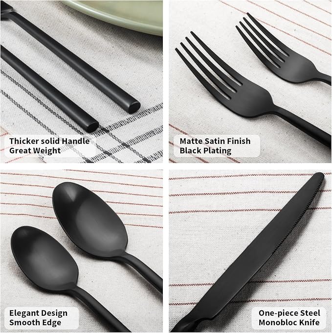 Alata Potter Black 45-Piece Forged Silverware Set - Image 3