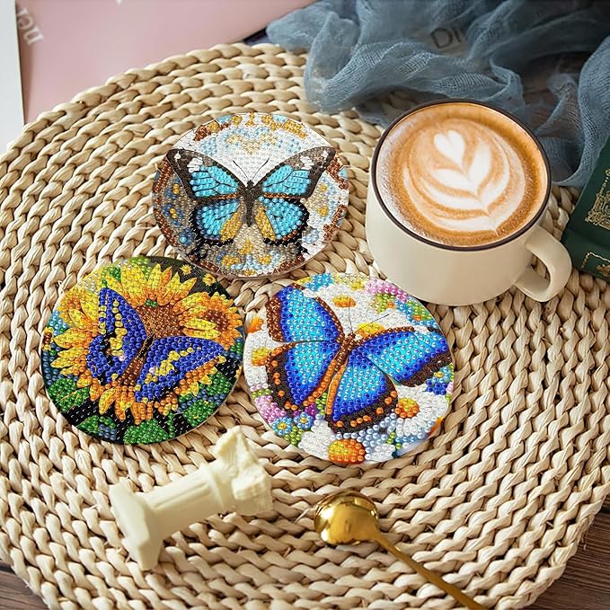 Mrnsiet 8PCS Butterfly Diamond Art Coasters Kits - Image 4