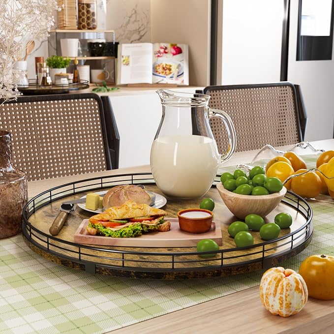 Lazy Susan Turntable Organizer for Table Top, 18’’ Round Wooden Lazy Susan for - Image 4