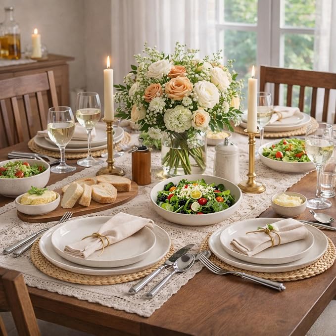AmorArc Dinnerware Sets for 8, 32 Pieces Ceramic Plates and Bowls Set | Scratch - Image 8