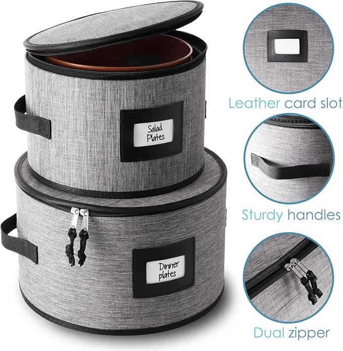 Fine China Storage Containers, 8 Piece Quilted Dish Storage Containers - Image 4