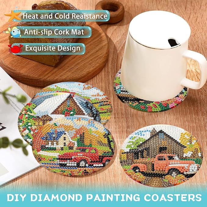 Ekuxom 8 PCS Truck Diamond Art Coasters Kits - Image 5