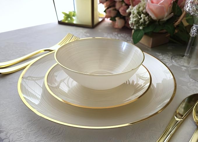 " OCCASIONS " 320pcs set-Wedding Party Disposable Plastic Plate Set -40 x 10'' - Image 4