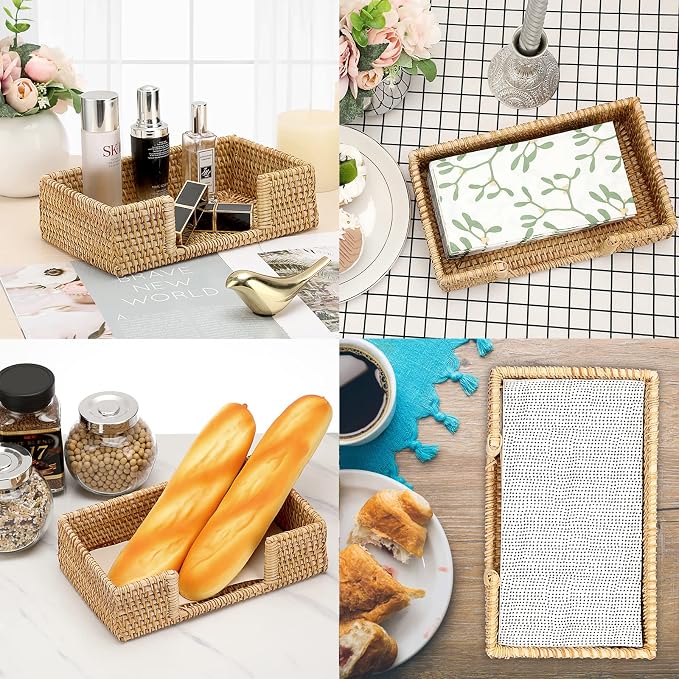 Sumnacon Napkin Holder Rattan Guest Towel Holder Tray - Image 6