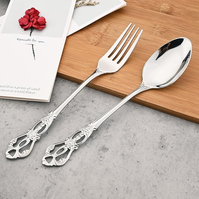 Mirror Polished Silver Silverware Set, 24-Piece 18/10 Stainless Steel Shiny - Image 3
