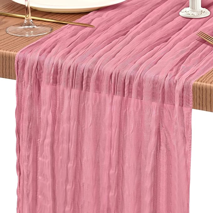 4 Pack Cheesecloth Table Runner 10FT Dusty Rose Table Runner Boho Gauze Cheese - Image 9