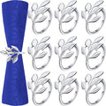 Hotop Set of 50 Leaf Napkin Rings Silver Metal Napkin Rings Holders Bulk by HOTOP