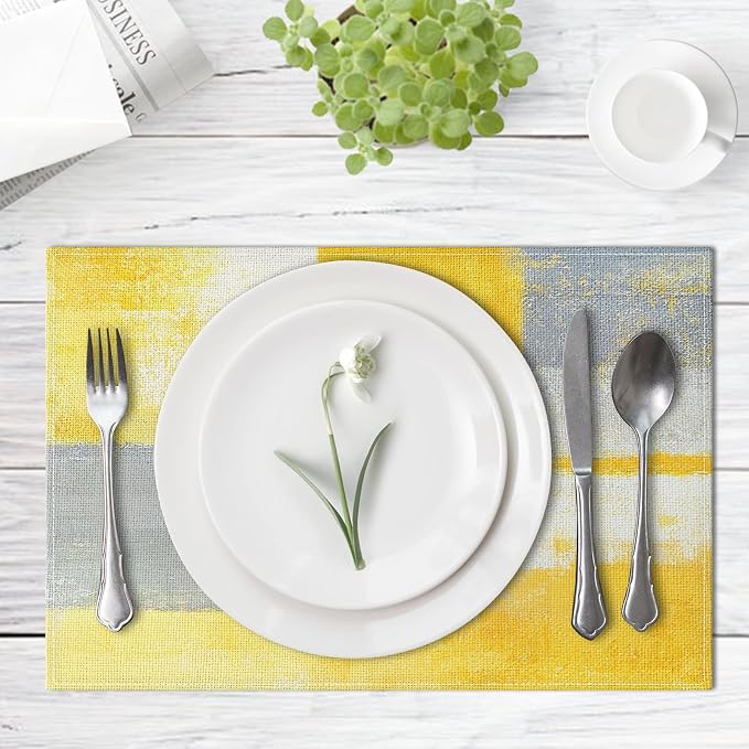 Emvency Farmhouse Placemats Set of 6, 12x18 Inch, Rustic Brown Neutral | - Image 2