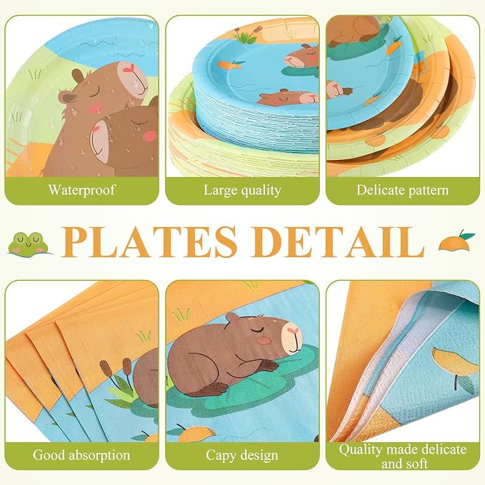 Pickmesh 250 Pcs Capybara Party Supplies Decorations Serve 50 Capybara - Image 2