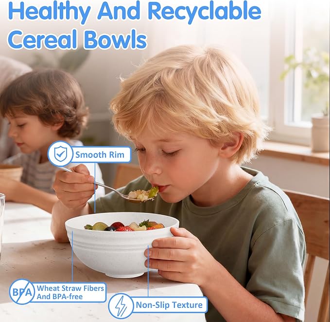Quatish 14 PCS Unbreakable Cereal Bowls, Dishwasher & Microwave Safe Wheat - Image 5