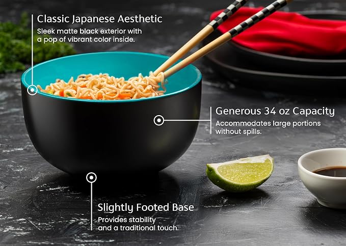 KooK Ramen Bowl, Japanese Bowls, Noodle Bowls, Large Soup Bowl, Large Capacity - Image 3