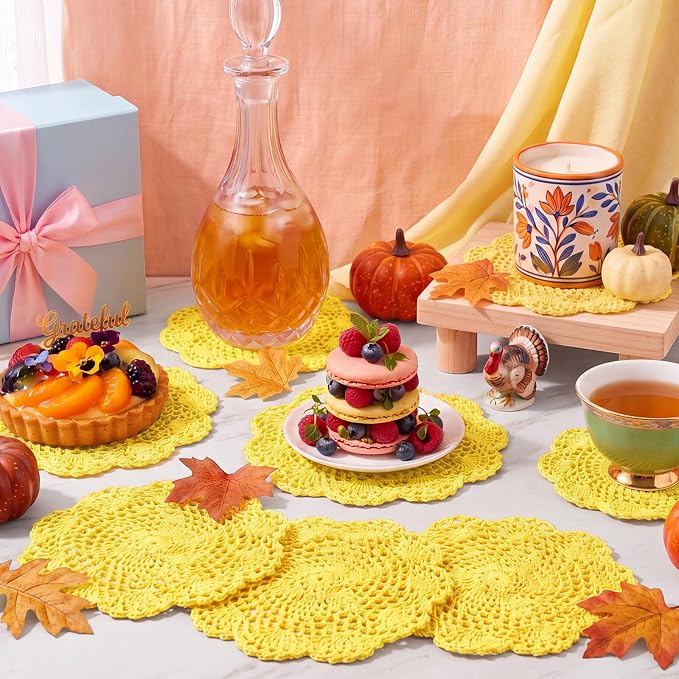 10 Pcs 8 Inch Cute Crochet Doilies Crochet Flower Coasters Handmade Cotton - Image 3