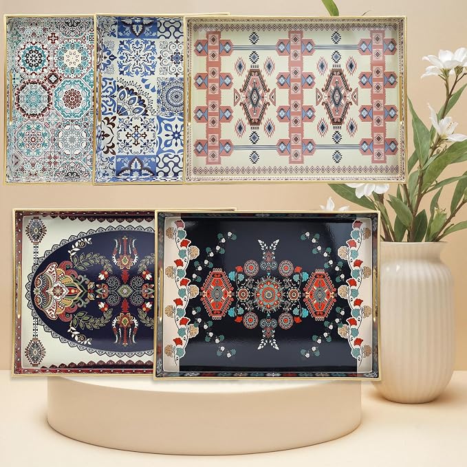 Spsyrine Serving Tray with Handles, Plastic Decorative Tray - Image 6