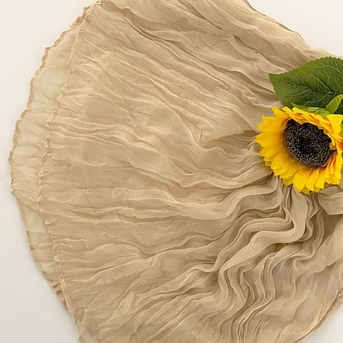 6Pack Beige Cheesecloth Table Runner 20 x 120 inch Gauze Table Runner | Beige - Image 4