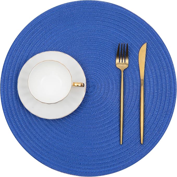 SHACOS Round Placemats Set of 6 Washable 15 inch Round Table Mats Cotton - Image 2