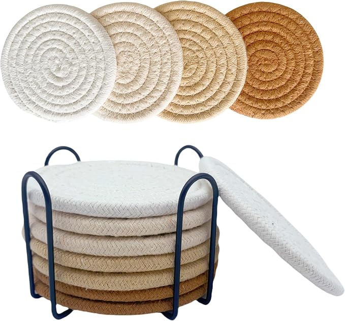 8 Pcs Drink Coasters with Holder, Coasters by Sepbyxw