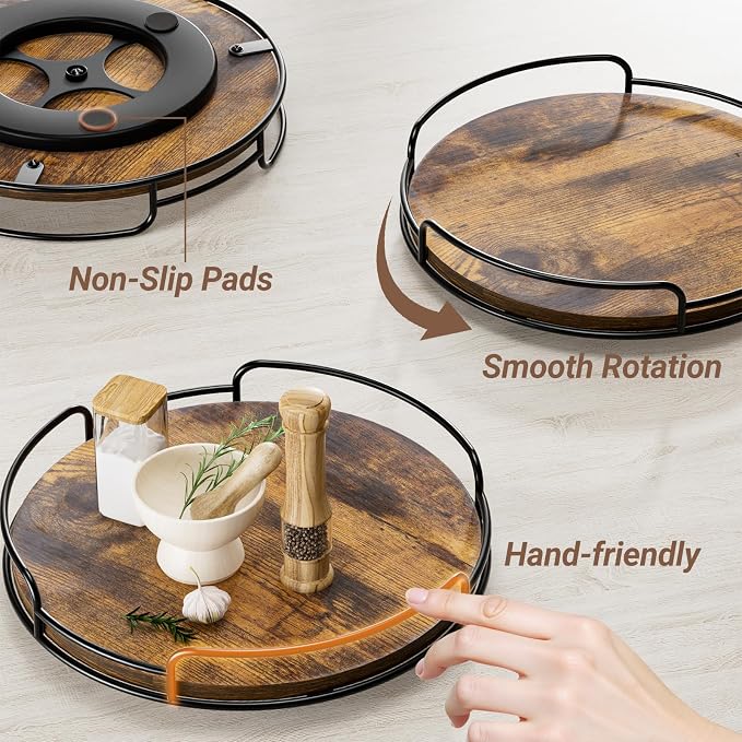 WOWBOX 12" Wood Lazy Susan Turntable Organizer - Image 5
