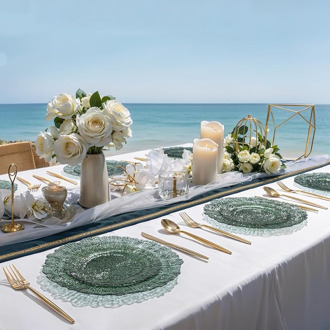 U-QE 60PCS Clear Green Plastic Plates - Image 4
