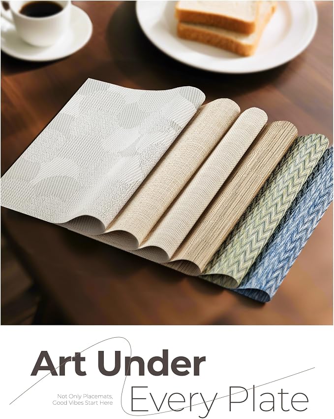 Leetaltree Beige White Placemats Set of 16 - Image 8