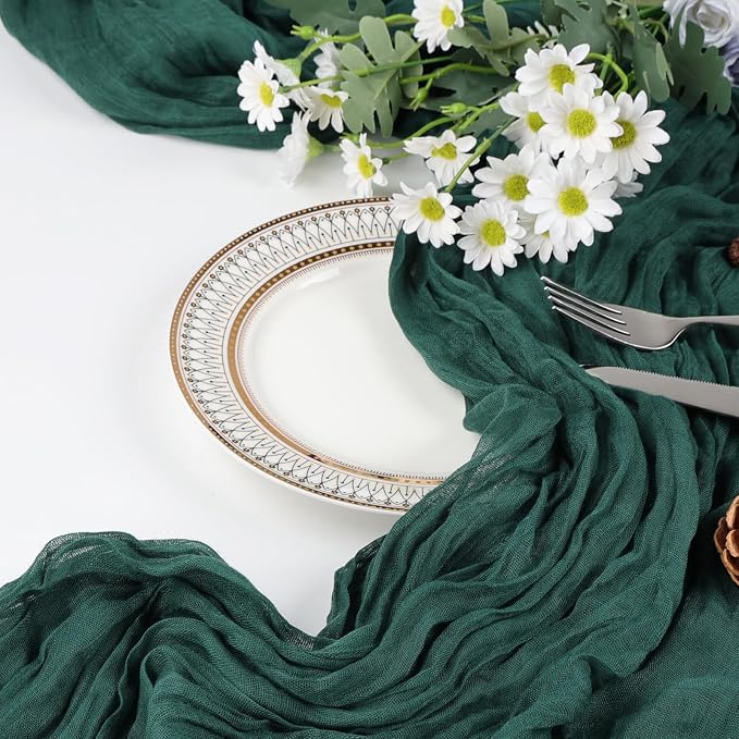 6 Pack Emerald Green Cheesecloth Table Runner 35 x 120 Inch | Boho Gauze Cheese - Image 7