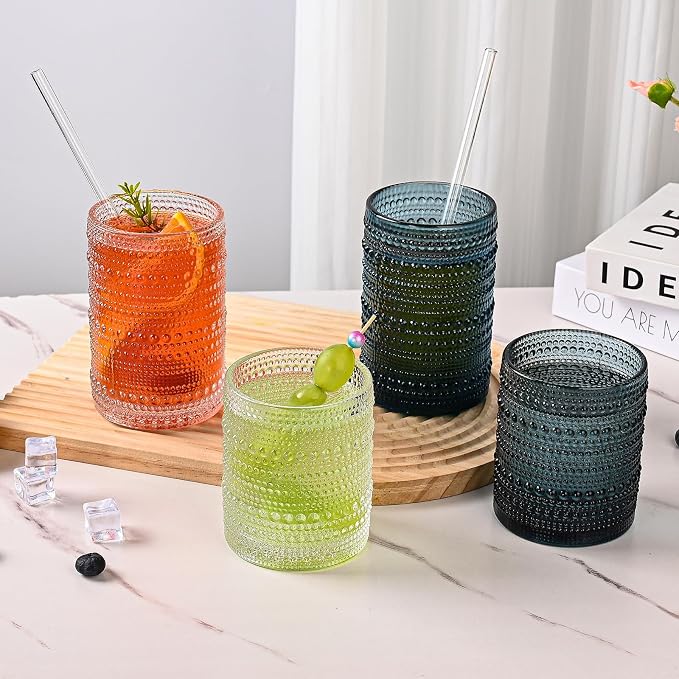 ZMOWIPDL 12oz & 15oz Hobnail Drinking Glasses, - Image 6