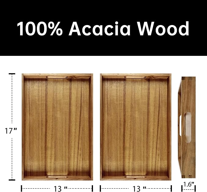 KITEISCAT 17-Inch Acacia Wood Serving Trays - Image 2