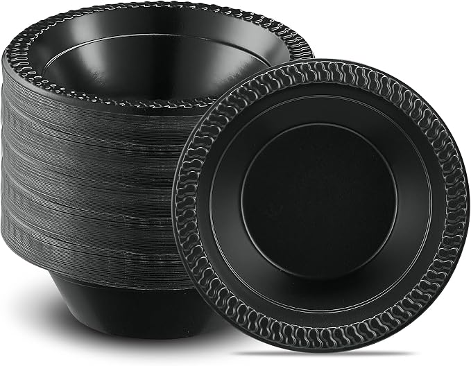 PLASTICPRO 400 PCS Black Plastic Bowls Light Weight 12 oz Plastic Soup Bowls by PLASTICPRO