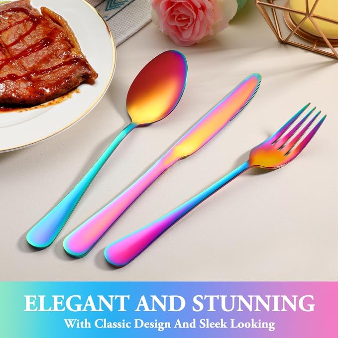 24 Pcs Rainbow Silverware Set - Image 6