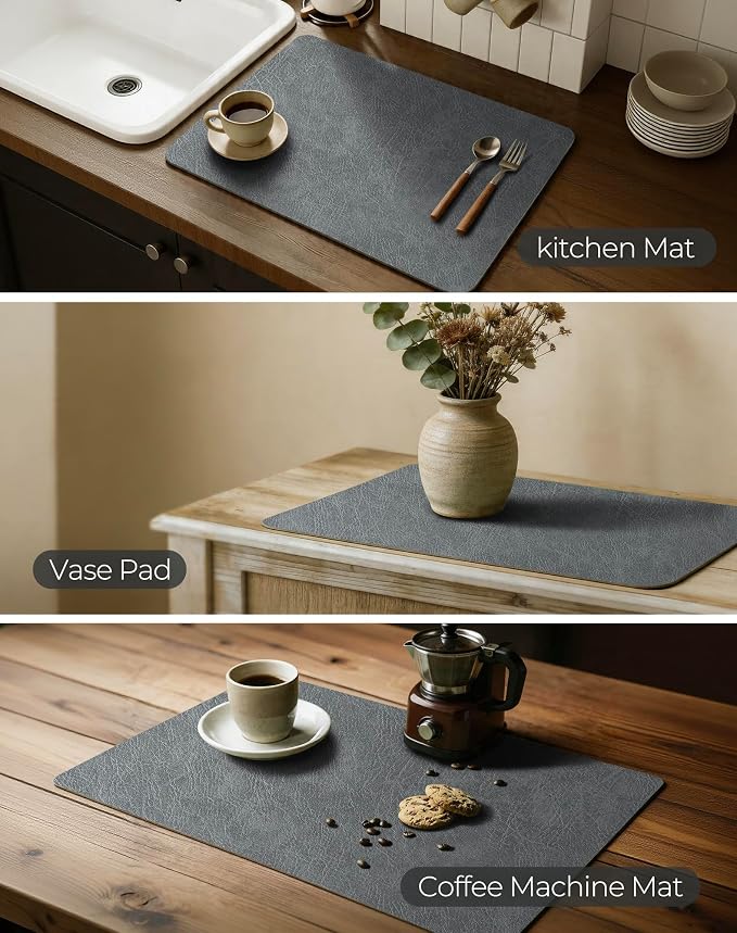 Leetaltree Reversible Faux Leather Placemats and Coasters Set of 12, 12x17 Inch - Image 7