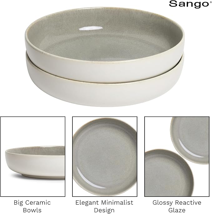 SANGO Resona Moss Large Serving Bowl, 64.25 oz, Salad & Dinner, Big Ceramic - Image 8