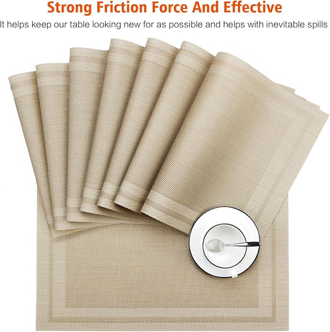Placemats Set of 4, Vinyl PVC Heat Resistant Washable Placemats Set, Non Slip - Image 7