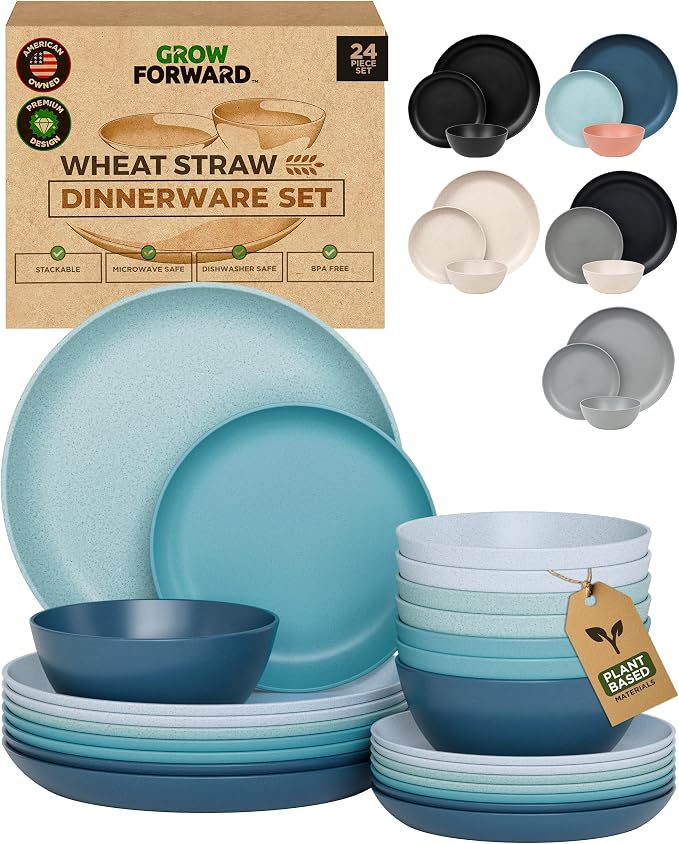 Grow Forward 24-piece Premium Wheat Straw Dinnerware Sets by GrowForward