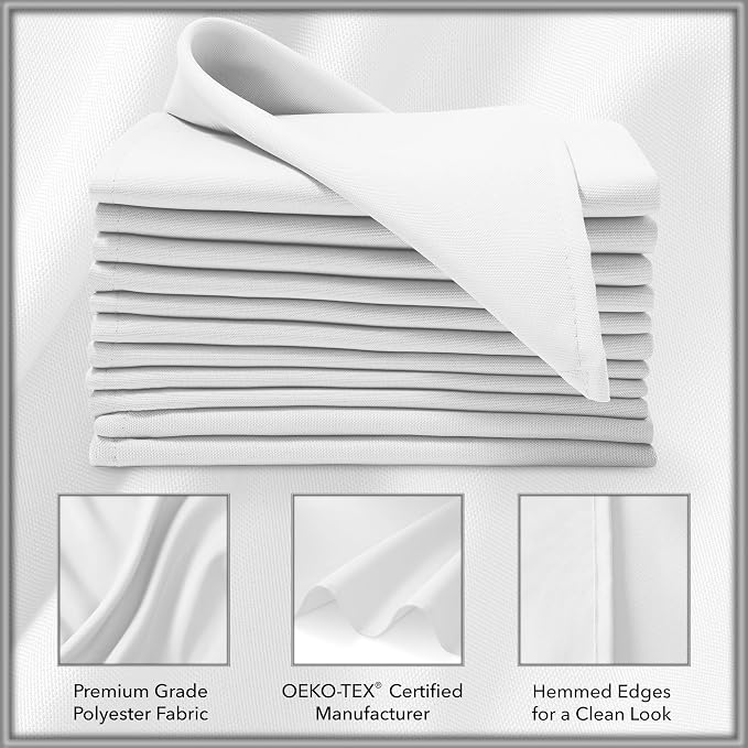 Lann's Linens Set of 12 Cloth Dinner Napkins, 20-inch Polyester Napkins - Image 3