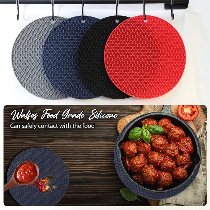 4 Pack Silicone Trivet for Hot Dishes | Heat Resistant Silicone Pot Holders for - Image 6